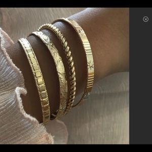 4 piece Gold Textured Cuff Bracelet Set